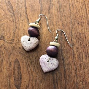 Beaded dangle heart earrings